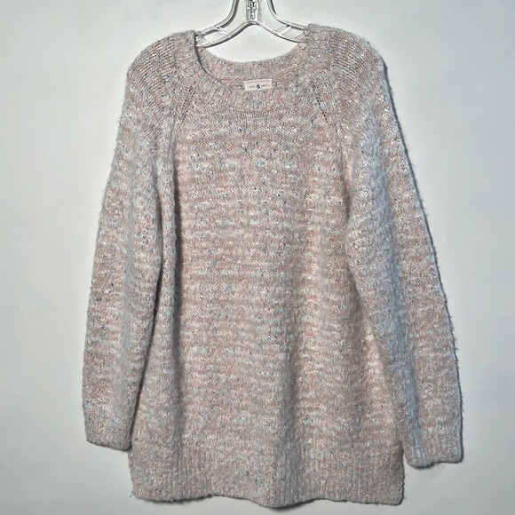 LOU & GREY Cozy Confetti Eyelash Fuzzy Split Hem Crew Casual Weekend Sweater XL - Picture 1 of 14